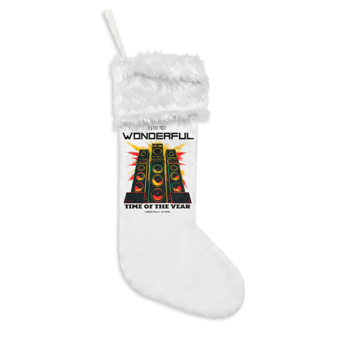 Flannel Christmas Stocking – "Wonderful Time of the Year" Holiday Tree Design