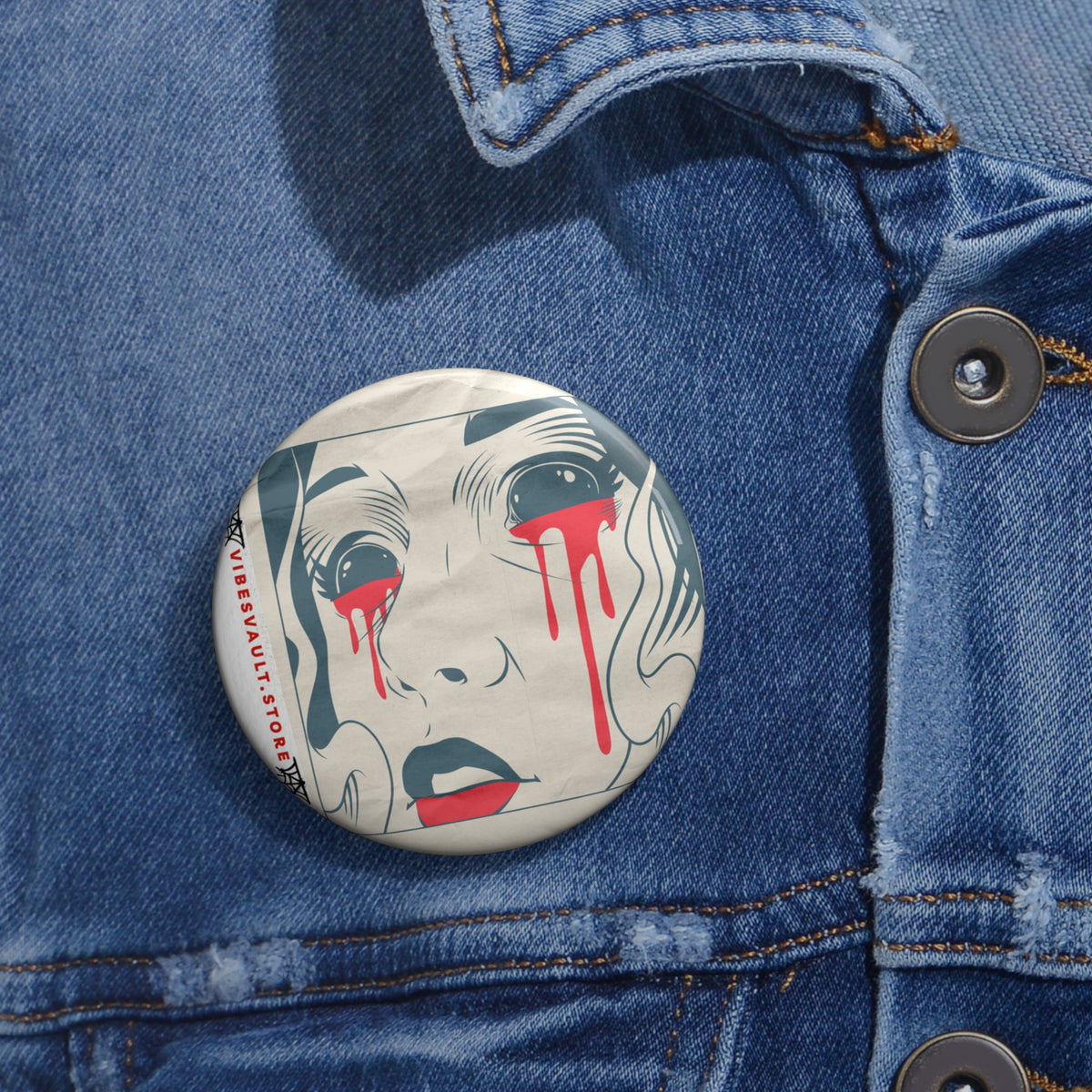 Scary Face Magic Tears Button Badge - Fall Halloween 2026