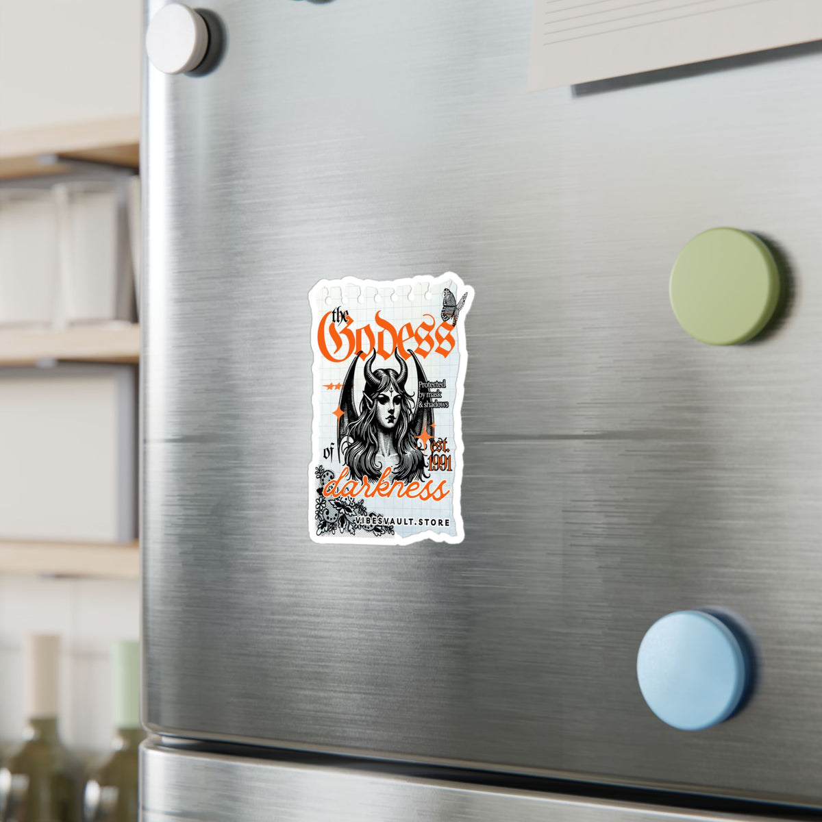 Goddess of Darkness Vinyl Sticker — Gothic Kiss-Cut Decal— Halloween 2026