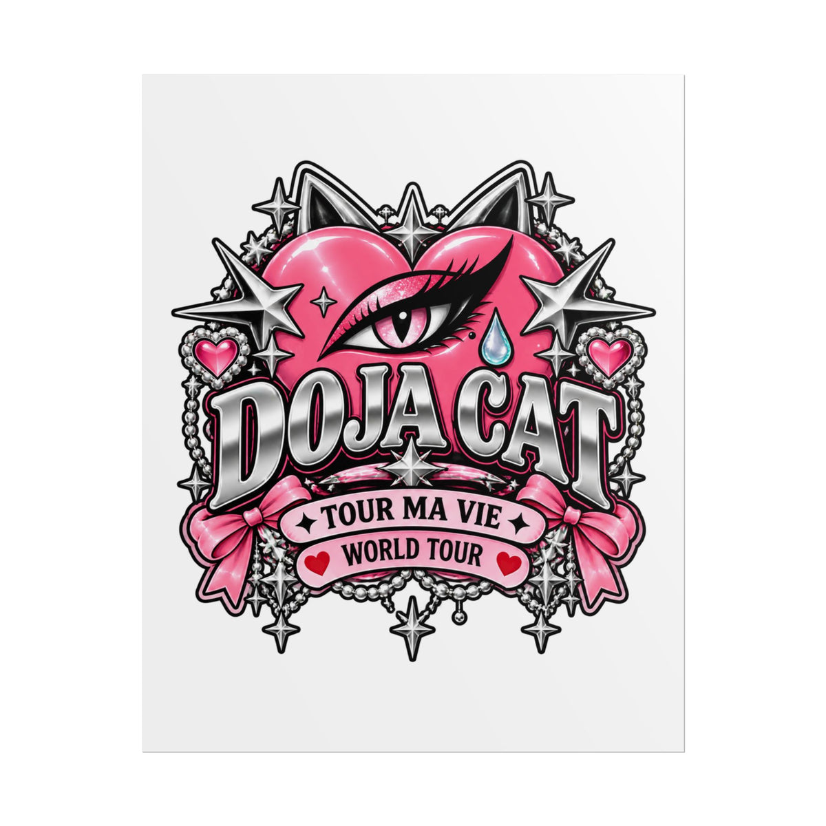 Pink Heart Chrome Eye Rolled Poster