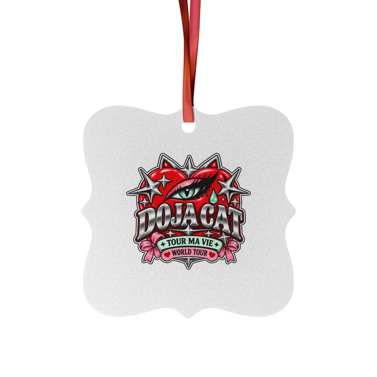 Red Heart Chrome Eye Aluminum Ornaments