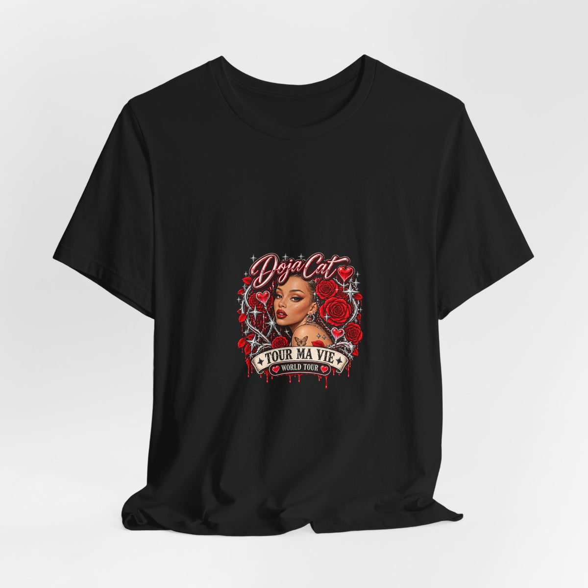 Red Roses Chrome Portrait Bella+Canvas Jersey Tee
