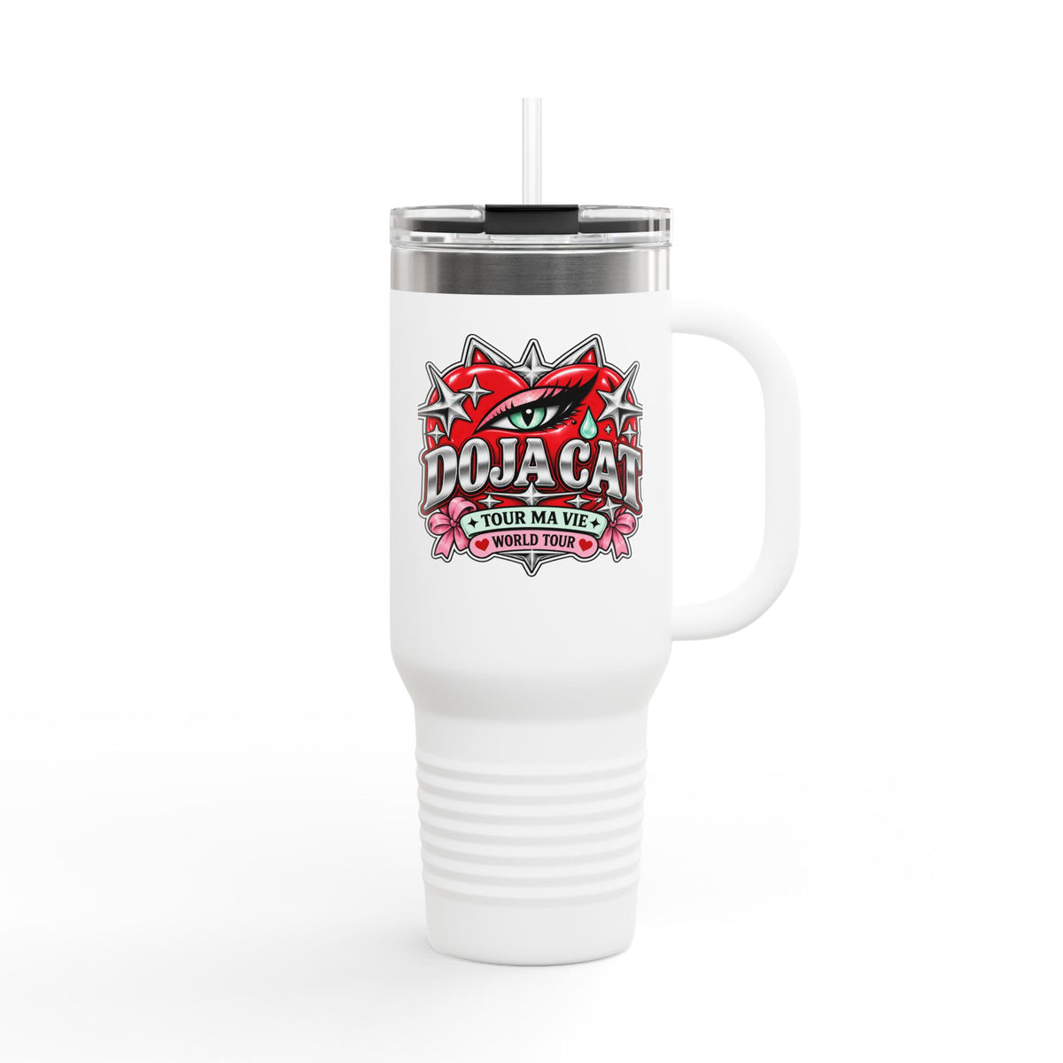 Red Heart Chrome Eye Insulated Travel Mug 40oz