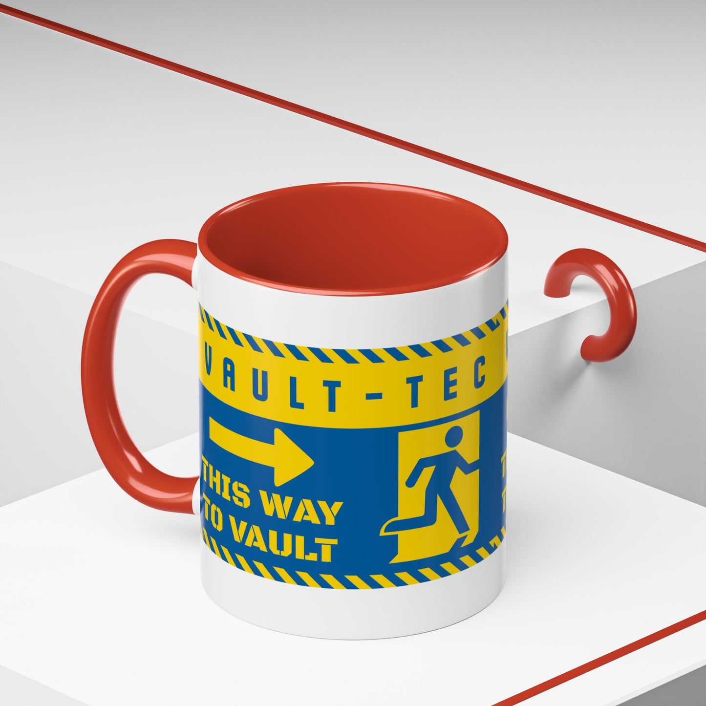 Vault-Tec 'This Way to Vault' Accent Coffee Mug — Fallout-Inspired Gamer Gift