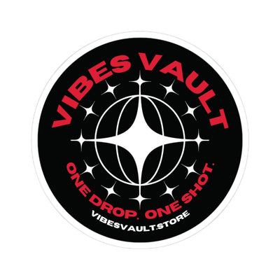 Vibes Vault Logo Sticker with Globe Stars Kiss-Cut Decal