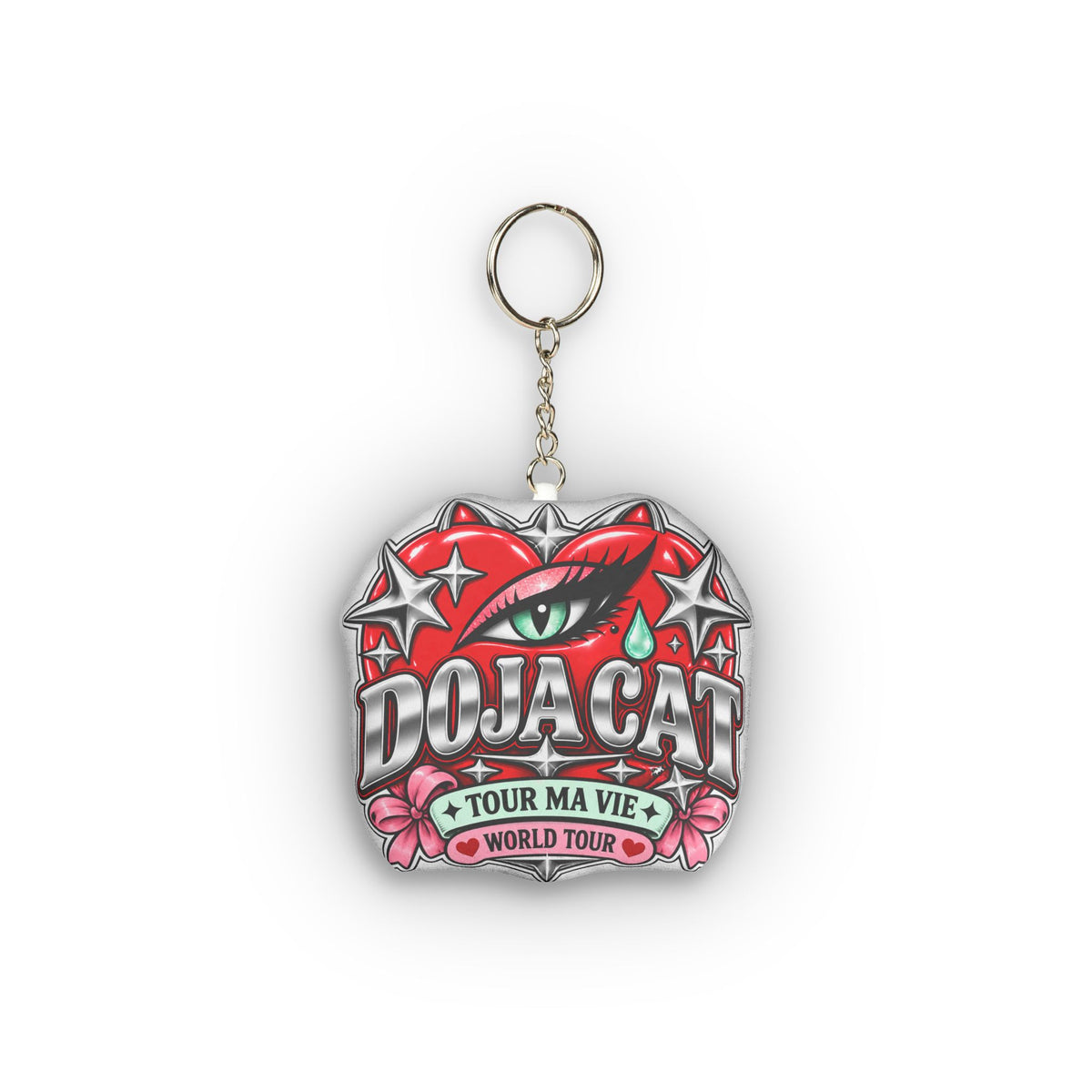 Red Heart Chrome Eye Custom Shape Mini Plush Keychain