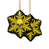 Black Yellow Skull Snowflake Christmas Ornament 1pc, 3pcs, 5pcs, or 10pcs