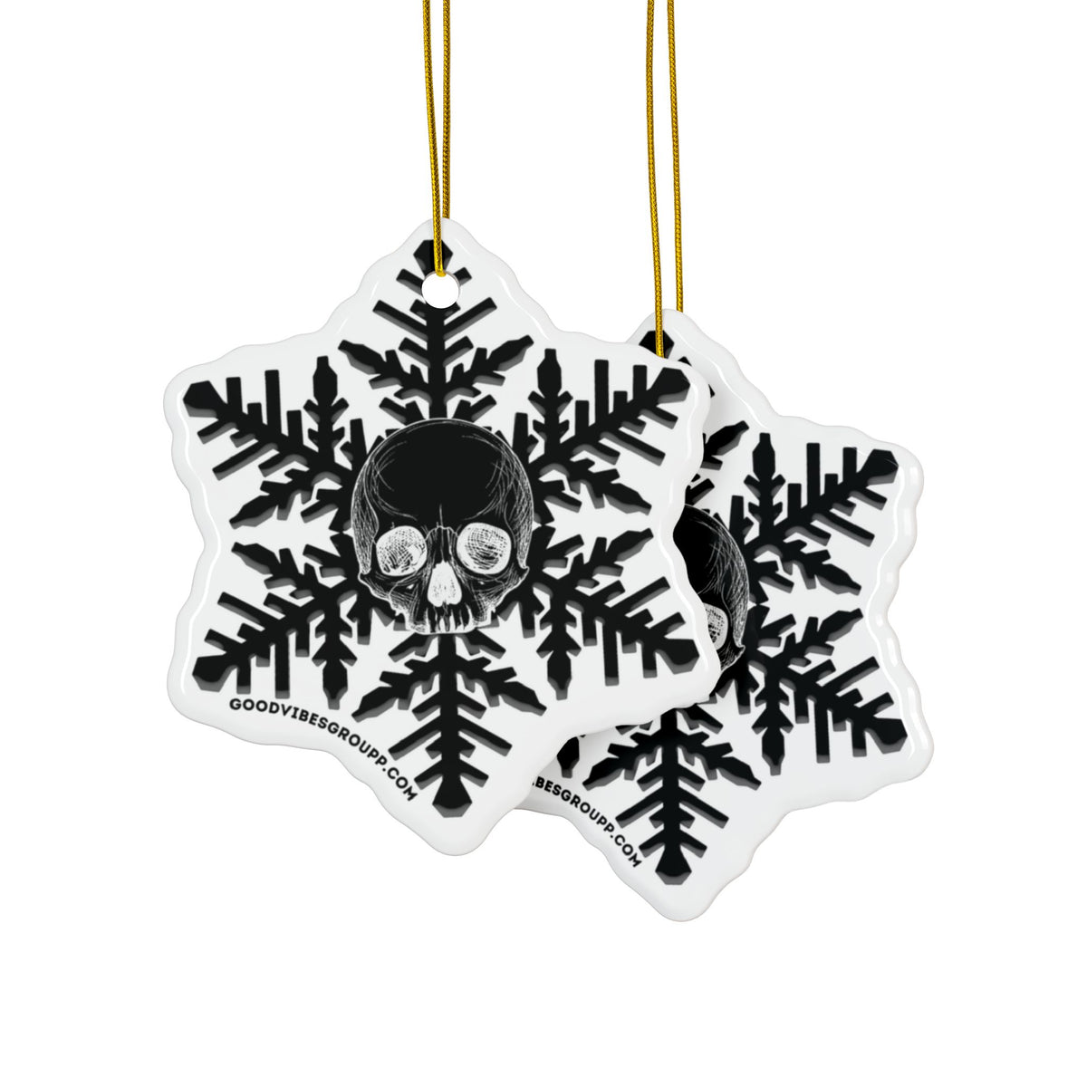 Black Goth Skull Snowflake Christmas Ornament 1pc, 3pcs, 5pcs, or 10pcs