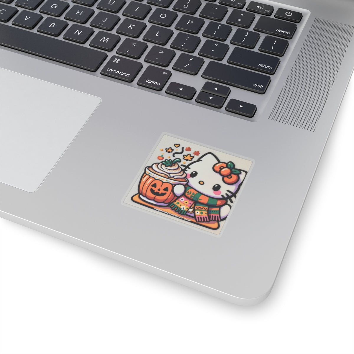 Fall Kitty Pumpkin Spice Latte Stickers Black