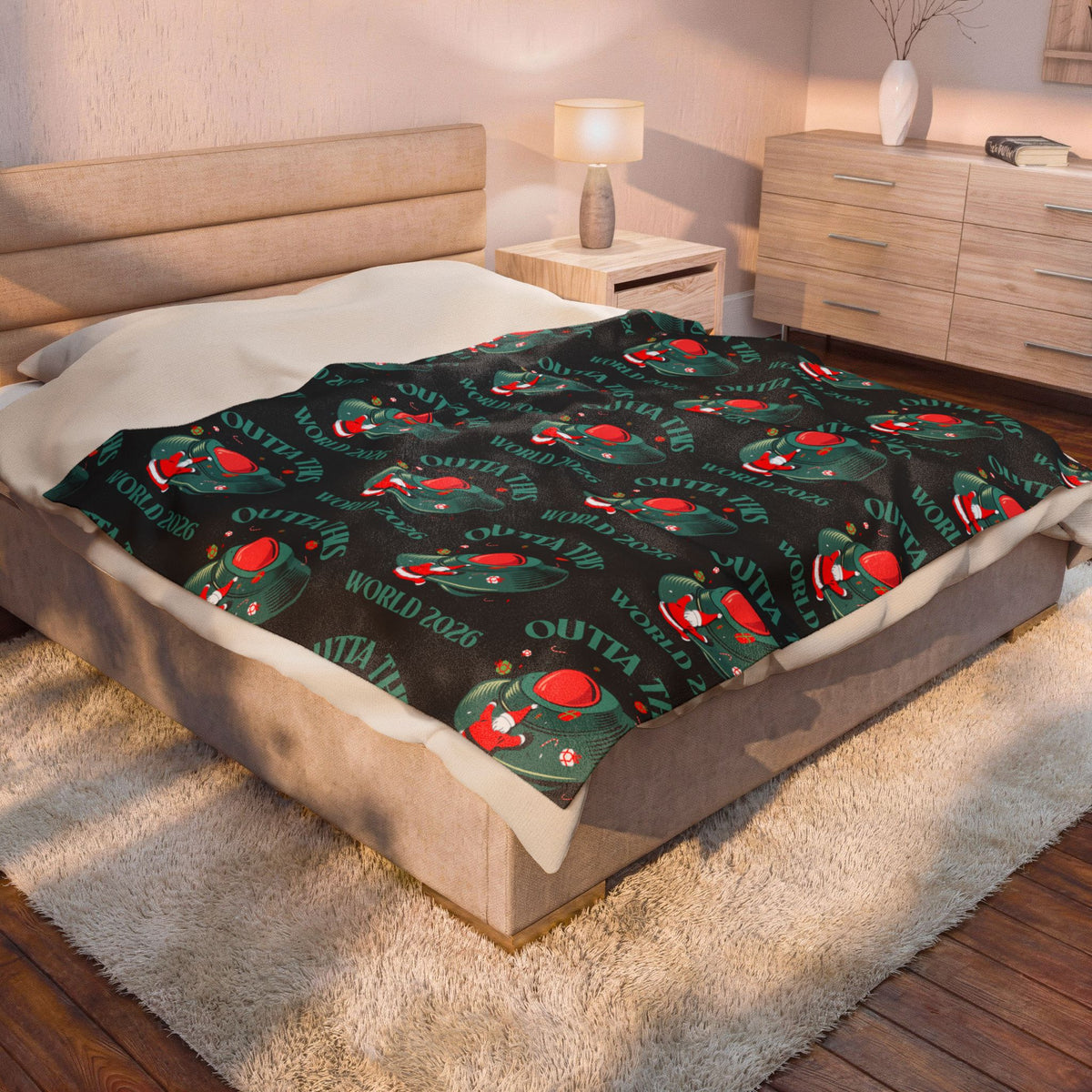 Velveteen Plush Blanket — 'Outta This World' Alien UFO Pattern (World 2026)