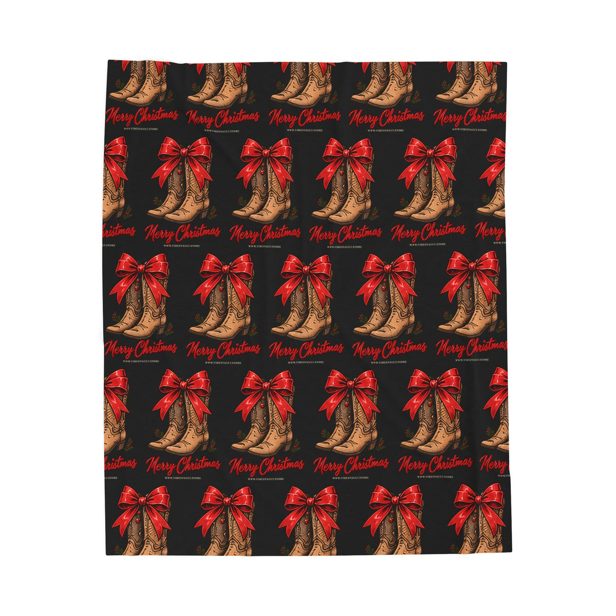 HOLIDAY Merry Christmas Boots Velveteen Plush Blanket