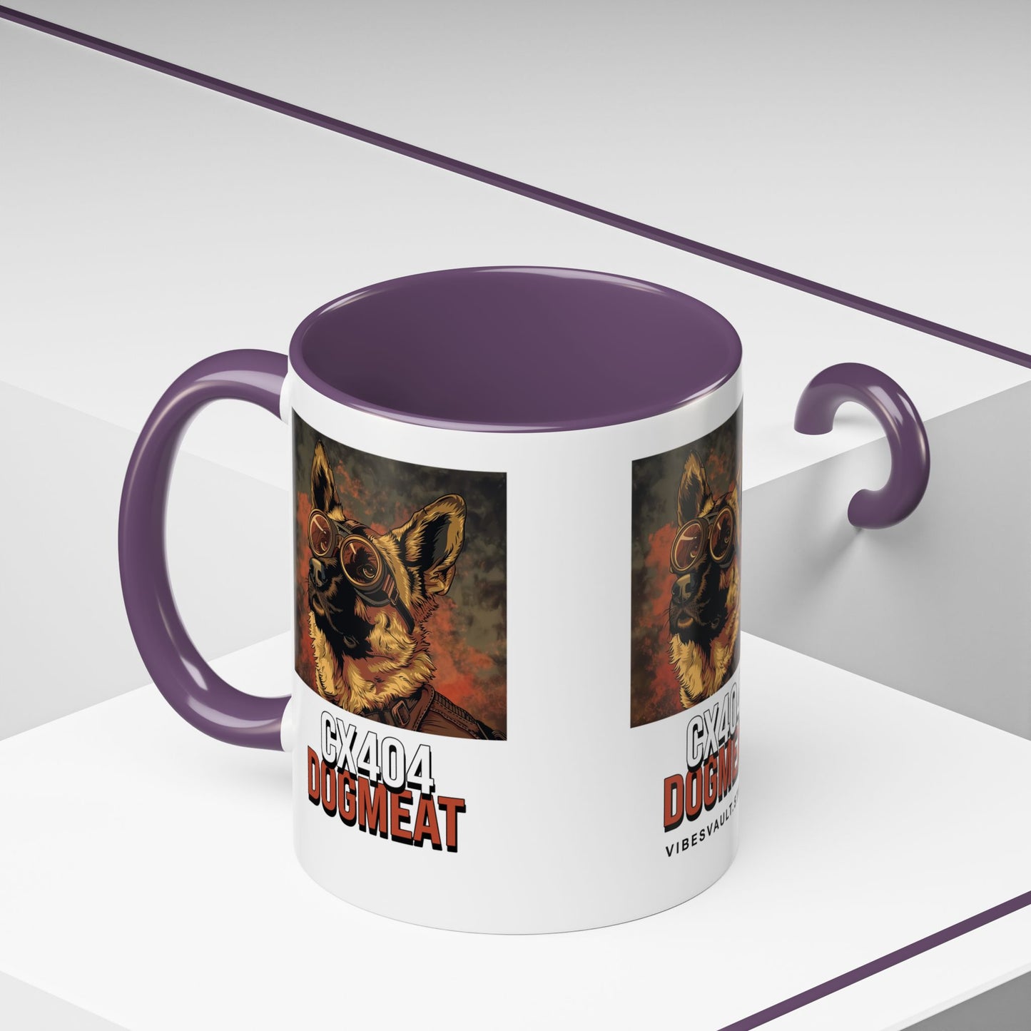 Dogmeat CX404 Accent Coffee Mug — Retro Pilot German Shepherd Gift (11/15oz)