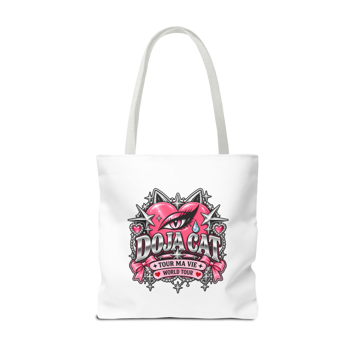 Pink Heart Chrome Eye All-Over Print Tote Bag