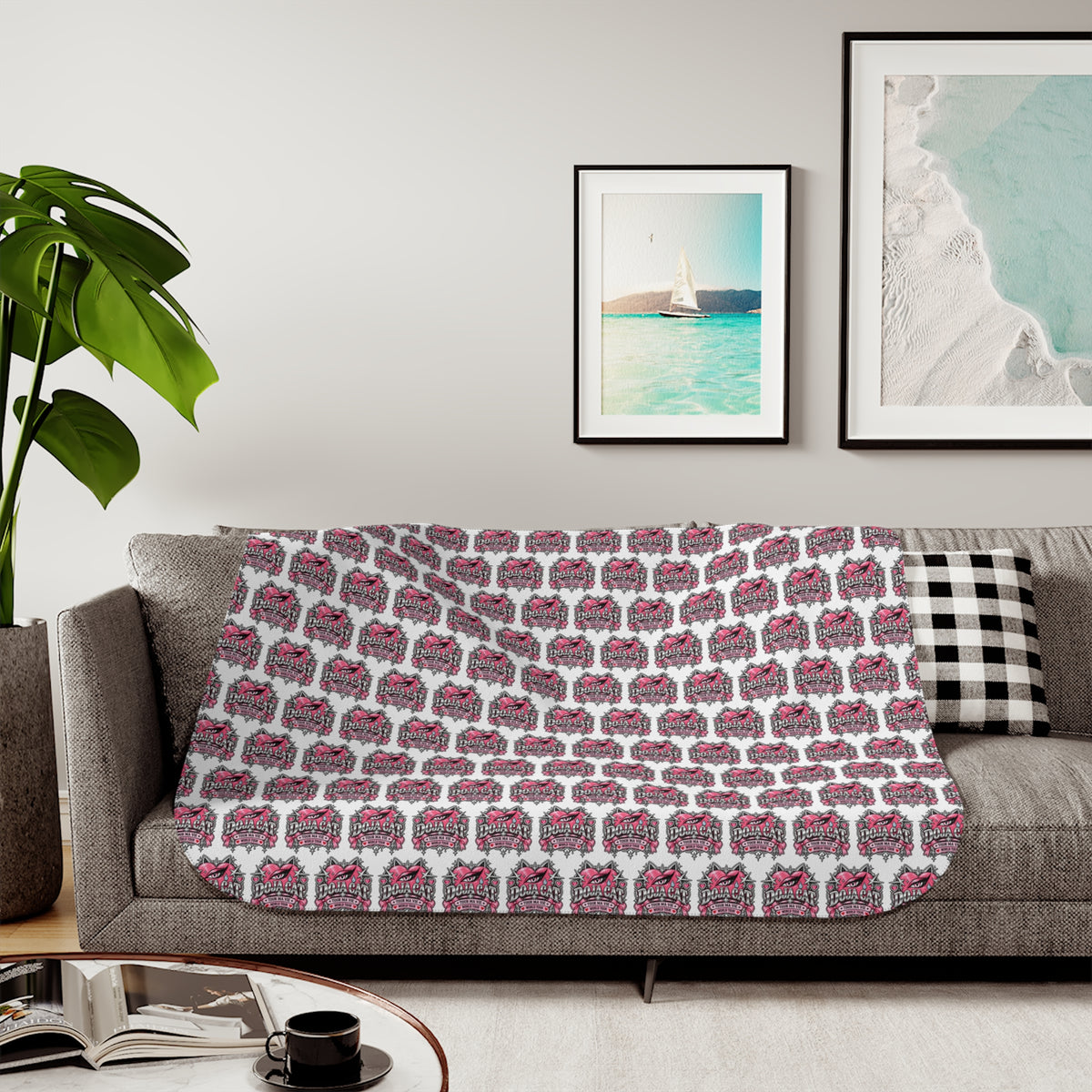 Pink Heart Chrome Eye Sherpa Blanket