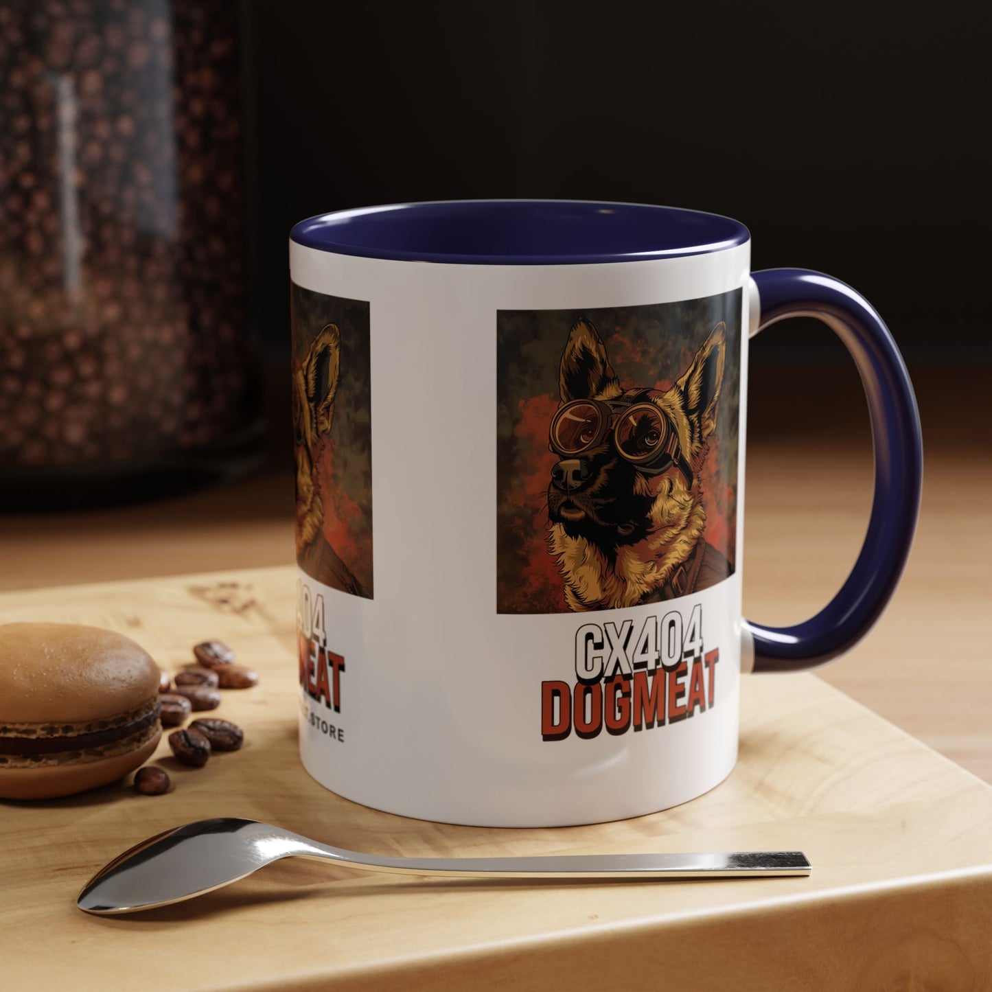 Dogmeat CX404 Accent Coffee Mug — Retro Pilot German Shepherd Gift (11/15oz)