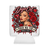 Red Roses Chrome Portrait Can Cooler Sleeve