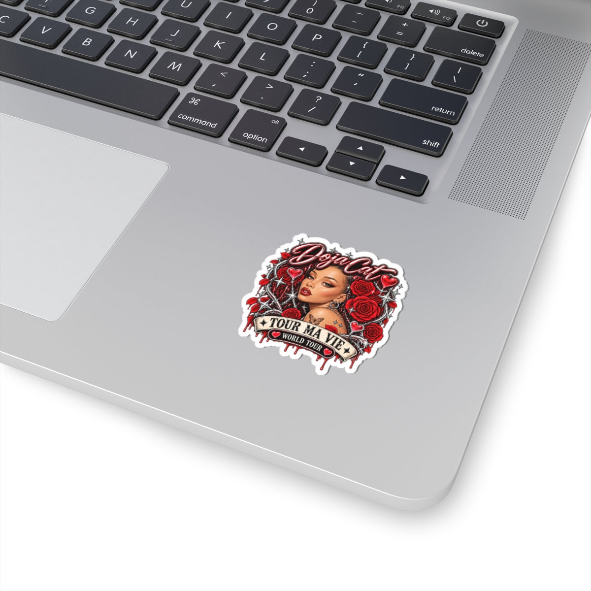Red Roses Chrome Portrait Kiss-Cut Stickers