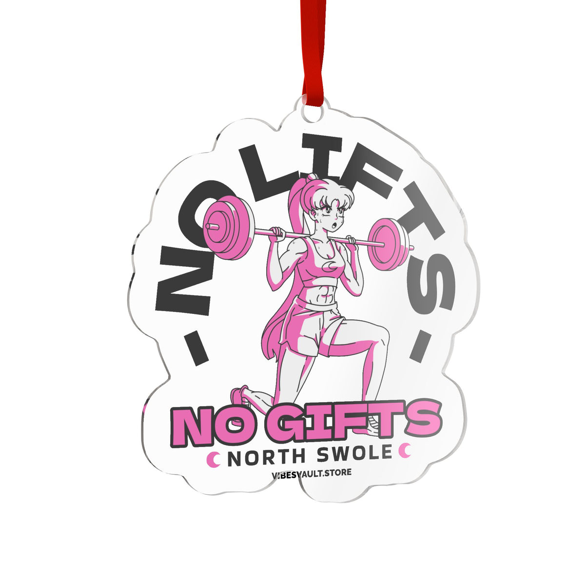 Christmas Workout - No Gifts Gym Girl Custom Cut Acrylic Ornament