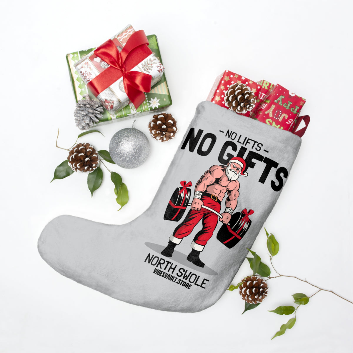 HOLIDAY Santa Lifting Gifts Christmas Stockings