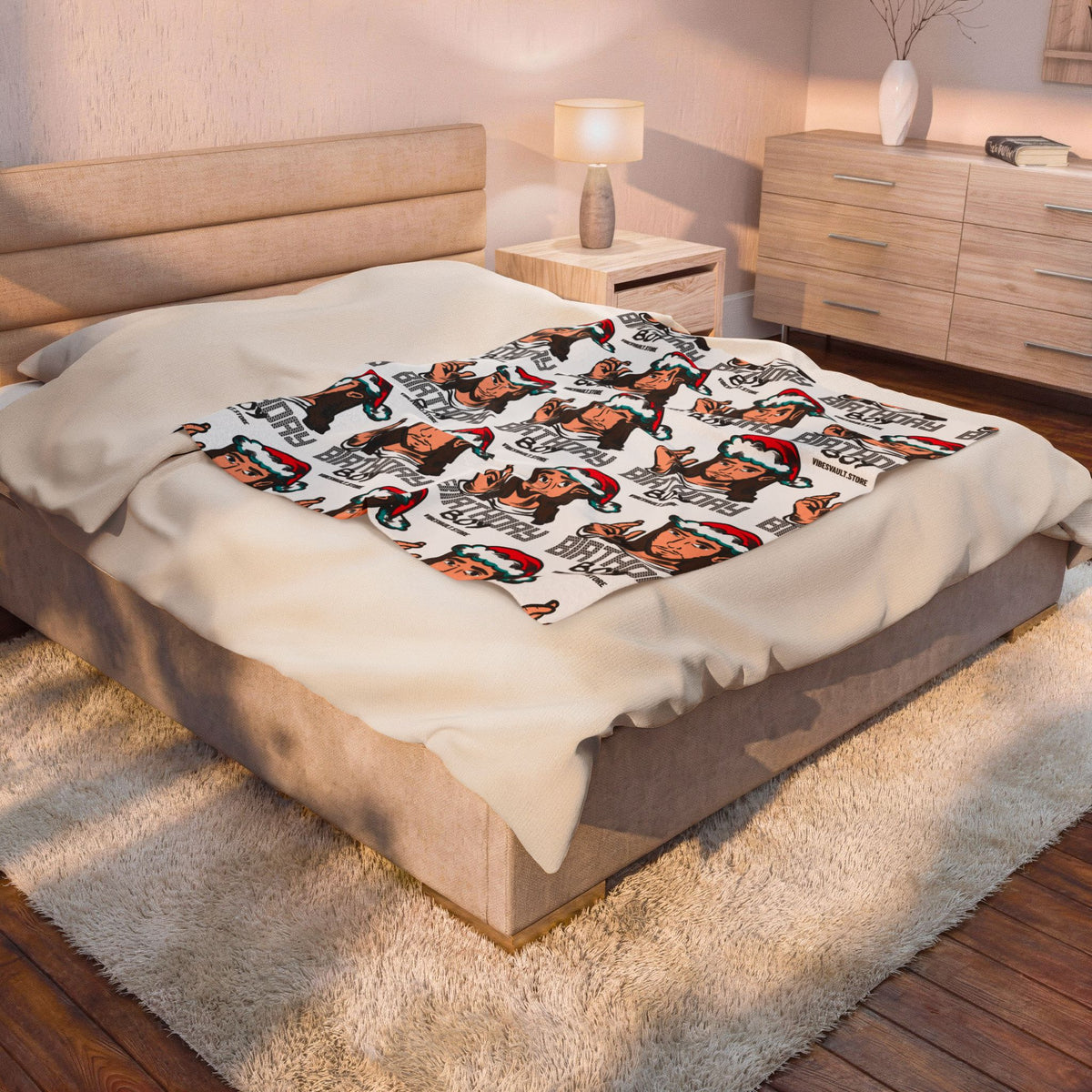 Christmas 'Birthday Boy' Velveteen Plush Blanket – Funny Holiday Portrait Throw