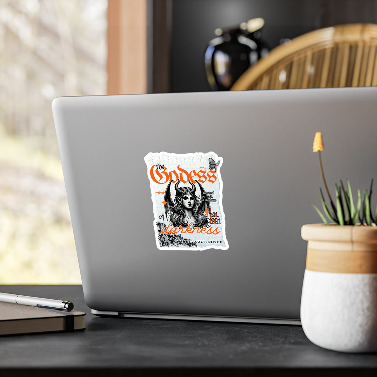 Goddess of Darkness Vinyl Sticker — Gothic Kiss-Cut Decal— Halloween 2026