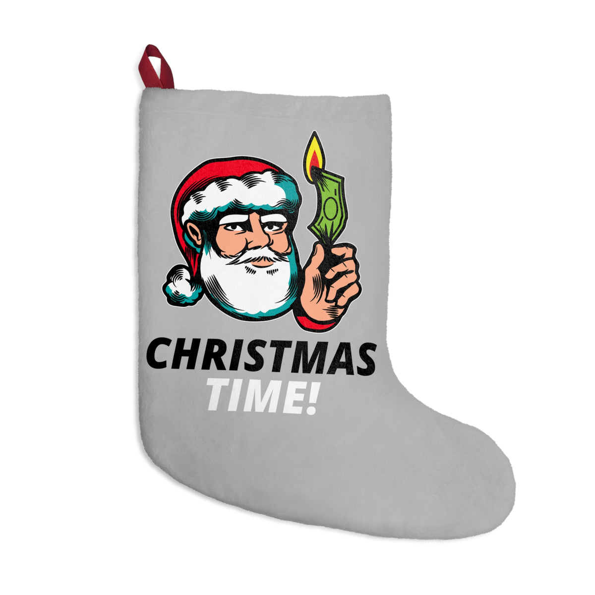 HOLIDAY Santa Burning Money Christmas Stockings