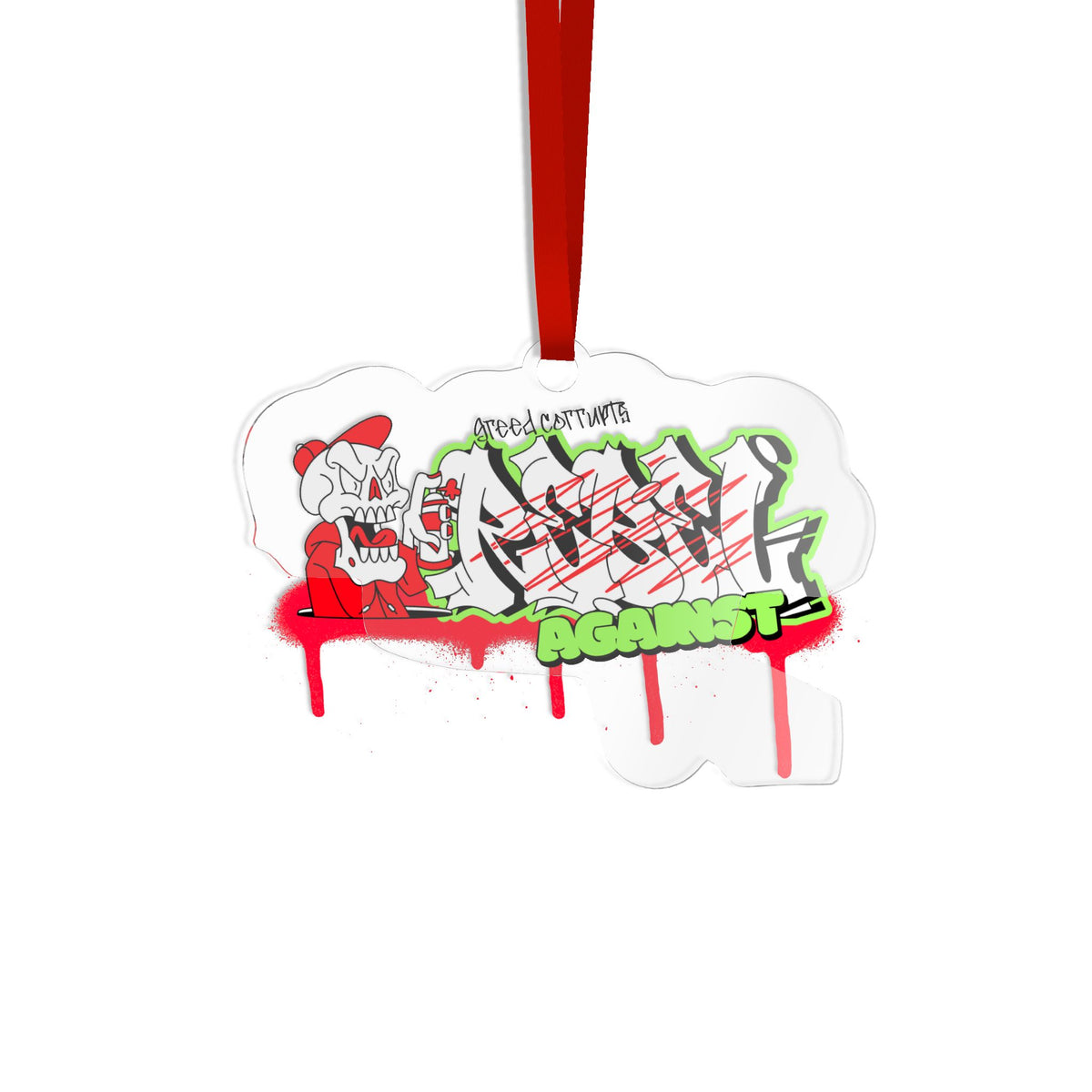 Skeleton Graffiti Custom Cut Acrylic Ornament