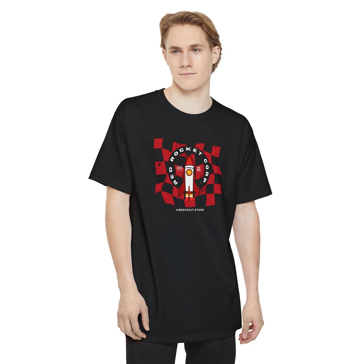 Red Rocket Corp Checkered Retro T-Shirt - Fallout Inspired