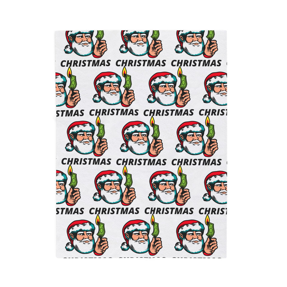 Christmas Time Santa Burning Money Velveteen Plush Blanket