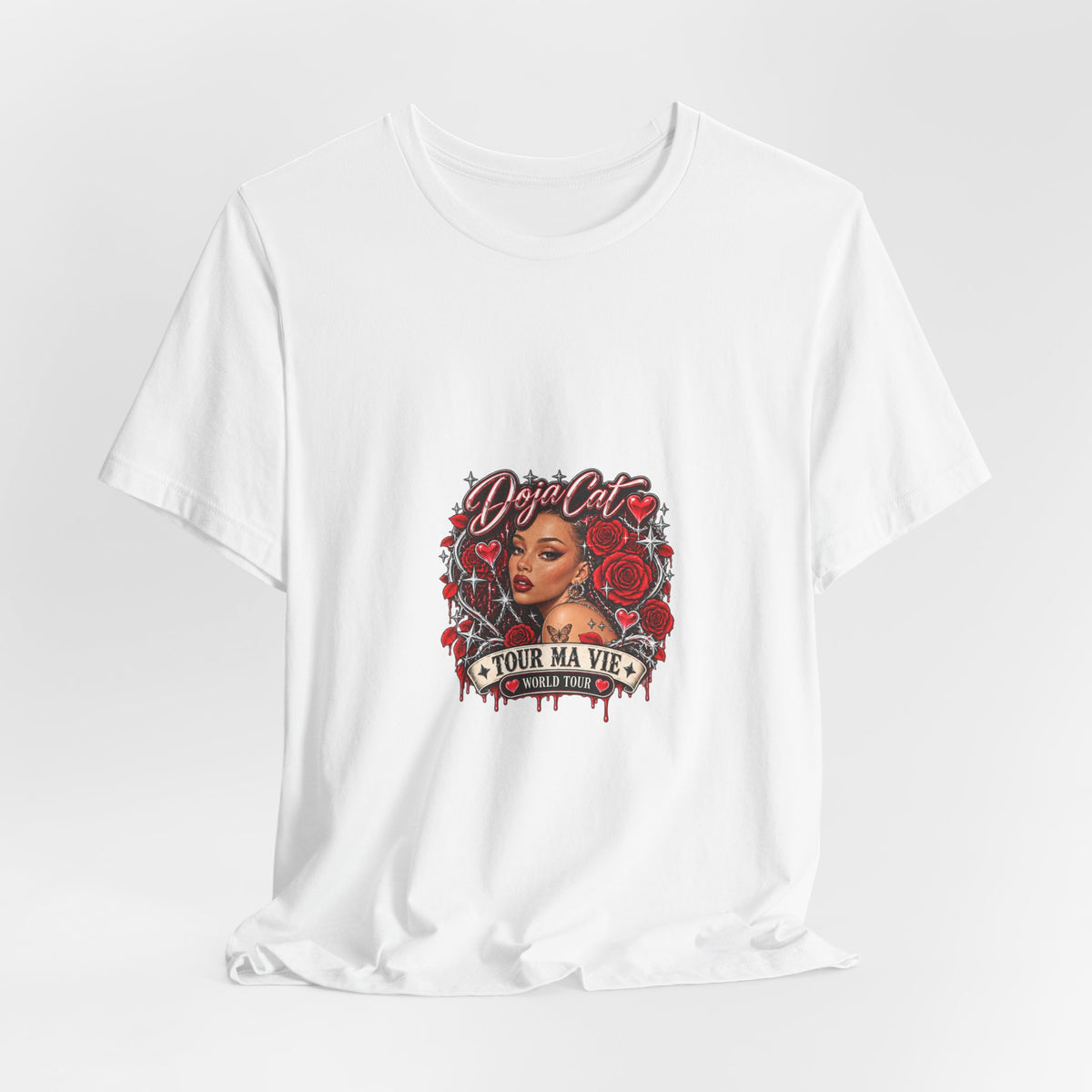 Red Roses Chrome Portrait Bella+Canvas Jersey Tee