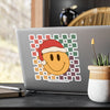 Christmas Smile Sticker — Retro Smiley Face Kiss-Cut Vinyl Decal