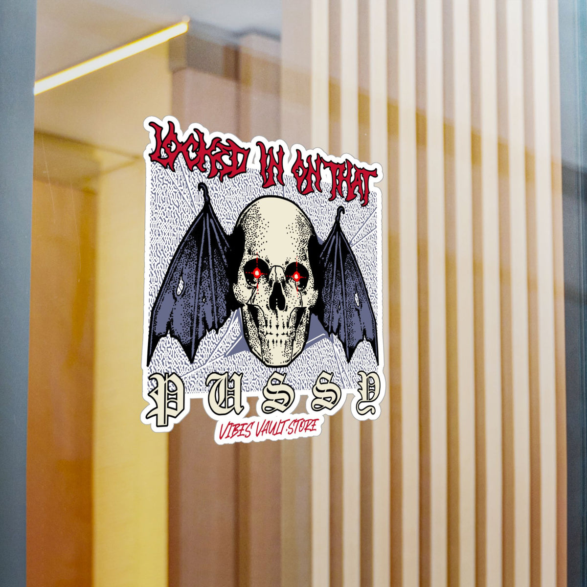 Gothic Skull Bat Kiss-Cut Vinyl Decal - Wings Fly Pussy — Halloween 2026