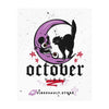 October Vibes Kiss-Cut Vinyl Decal — Halloween Moon Cat Skull Sticker