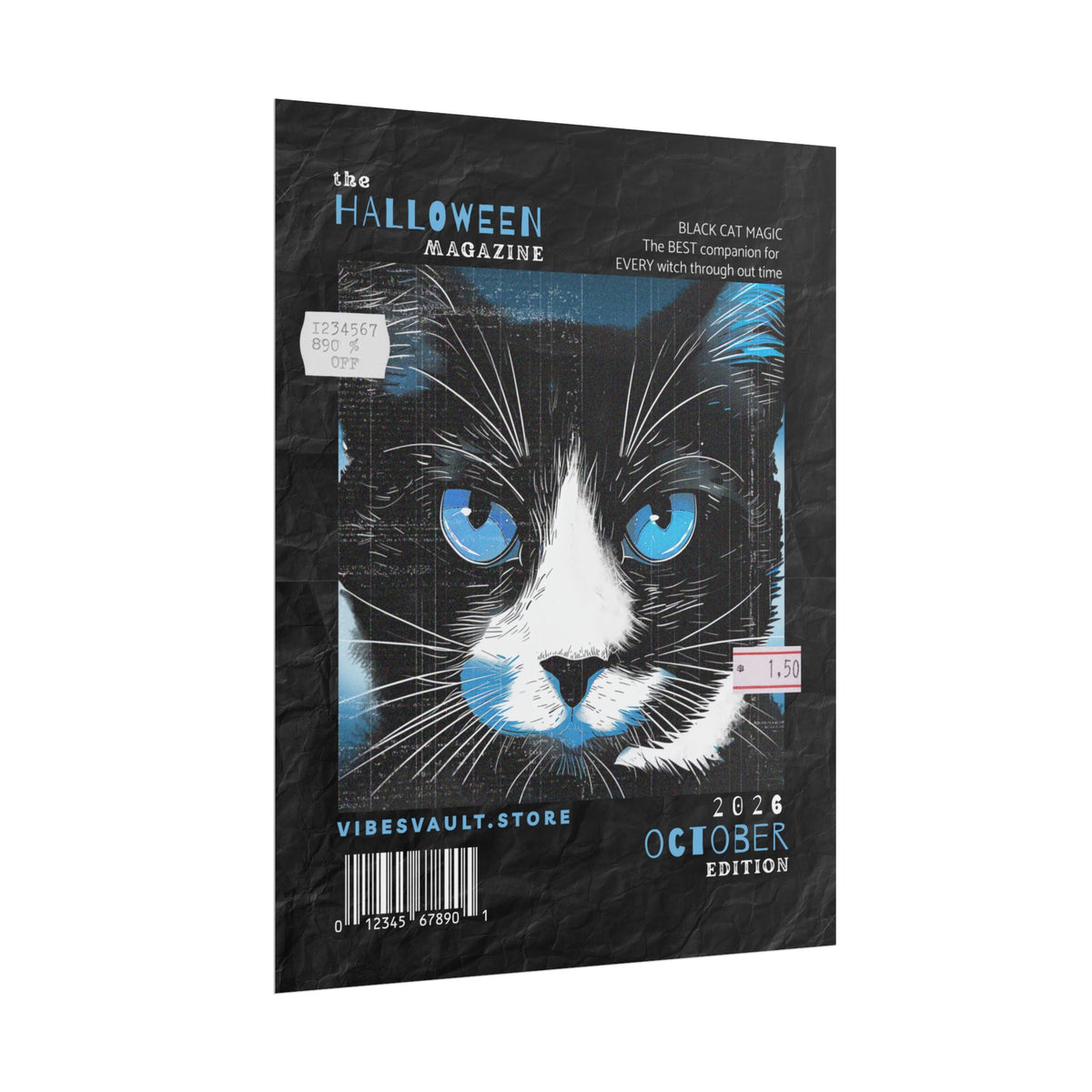 Halloween Cat Poster - "Black Cat Magic" October Magazine Cover