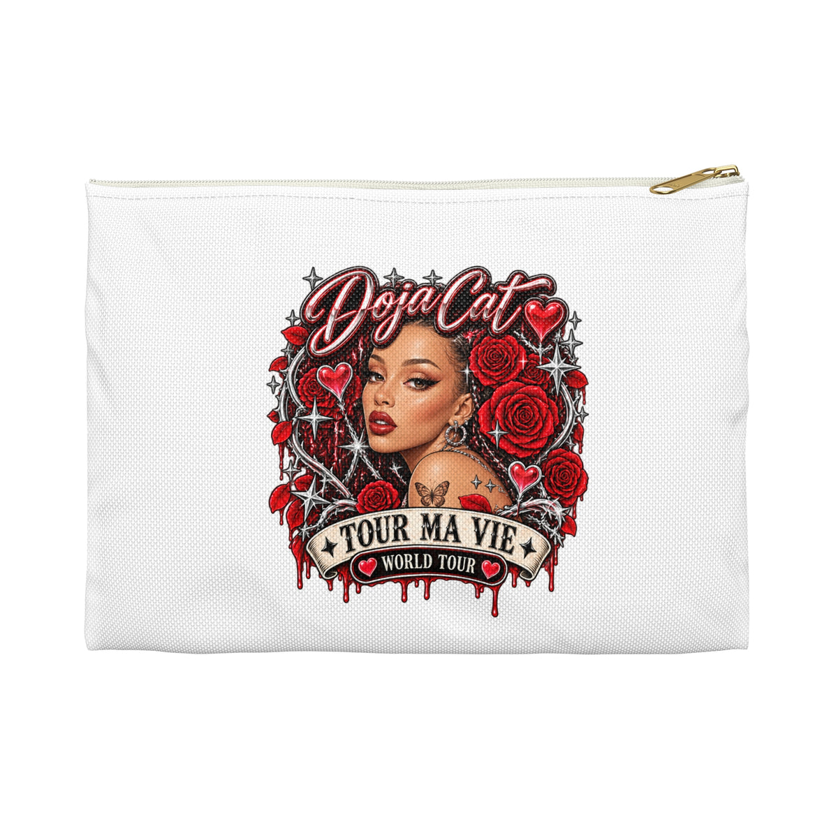 Red Roses Chrome Portrait Accessory Pouch