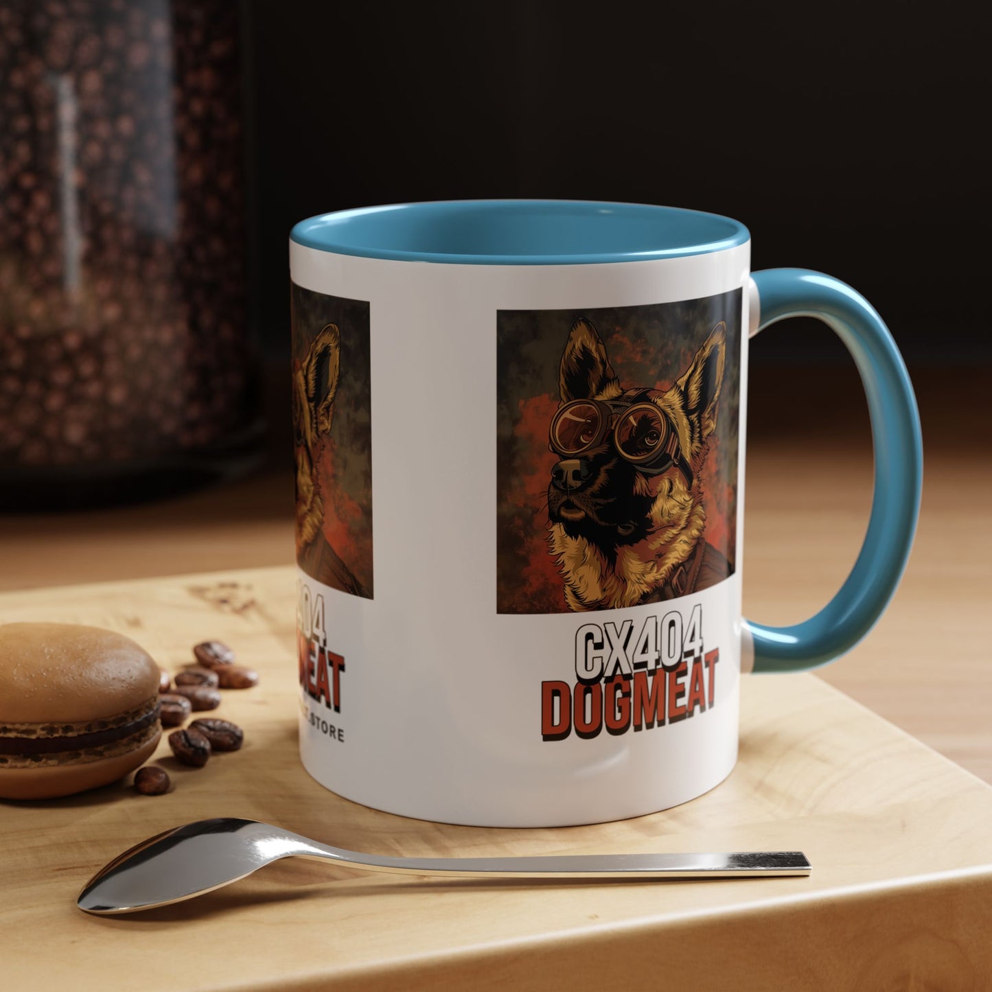 Dogmeat CX404 Accent Coffee Mug — Retro Pilot German Shepherd Gift (11/15oz)