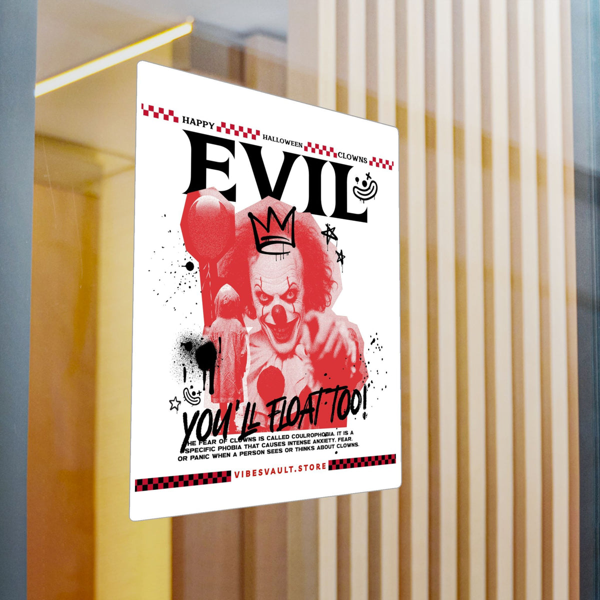 Evil Clown Kiss-Cut Vinyl Decal — Horror Halloween Sticker— Halloween 2026