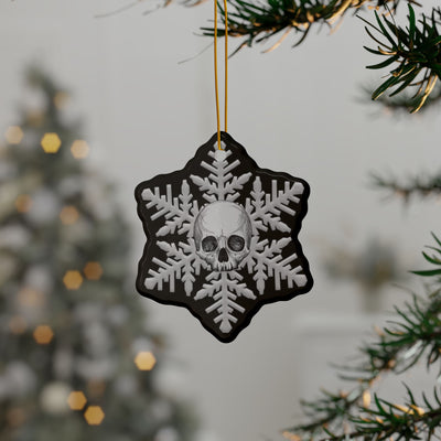 Black Gray Goth Skull Snowflake Christmas Ornament 1pc, 3pcs, 5pcs, or 10pcs