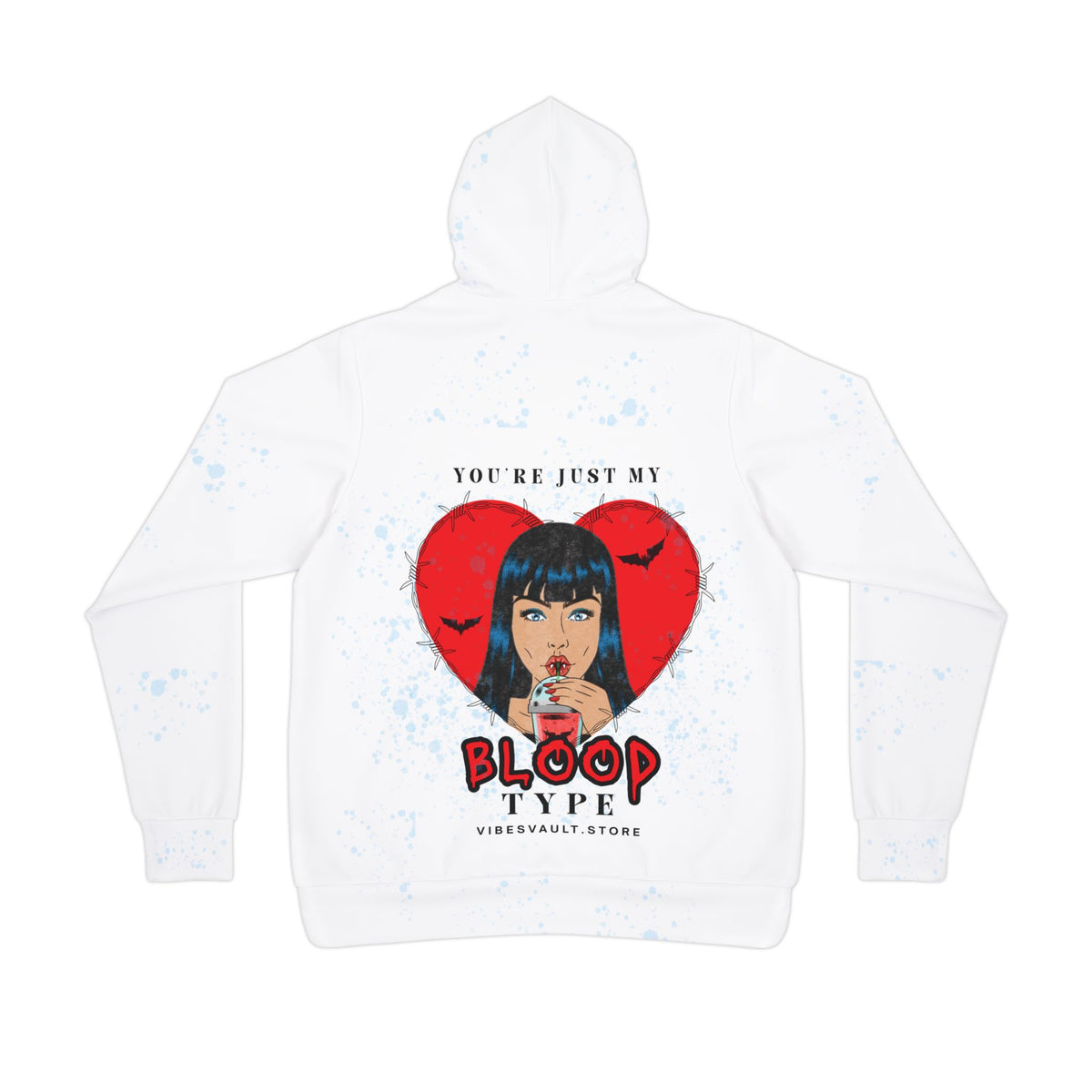 Vampire Heart Athletic Hoodie — "You're Just My Blood Type" Graphic