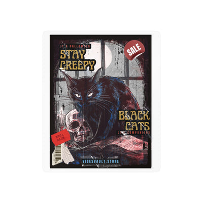 Stay Creepy Black Cat Vinyl Decal — Gothic Halloween Sticker with Skull— Halloween 2026