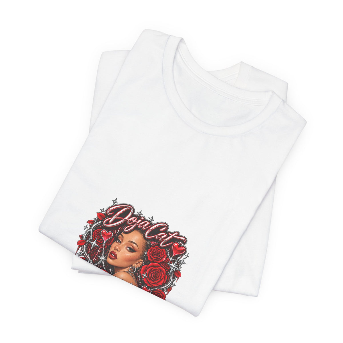 Red Roses Chrome Portrait Bella+Canvas Jersey Tee