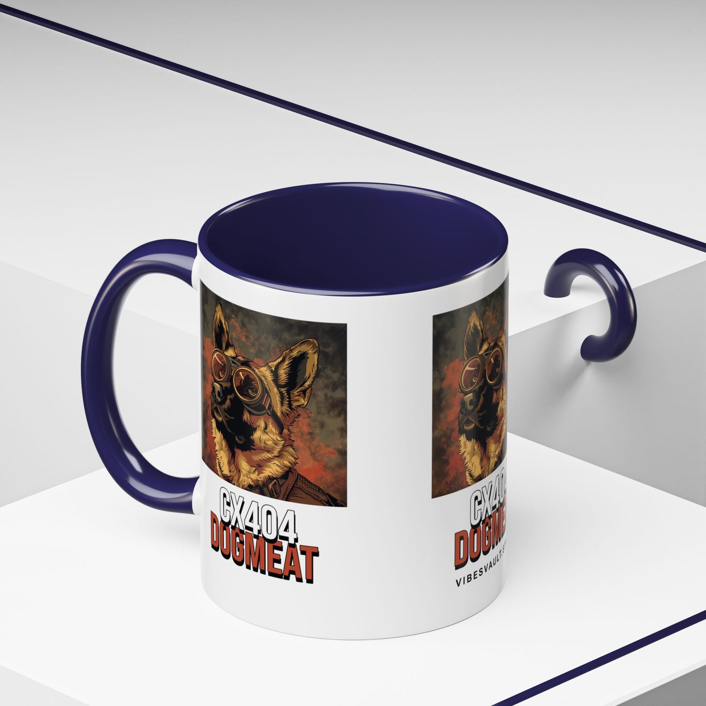 Dogmeat CX404 Accent Coffee Mug — Retro Pilot German Shepherd Gift (11/15oz)