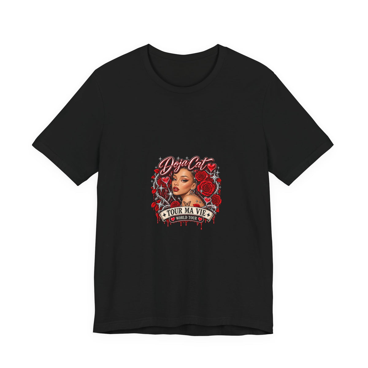 Red Roses Chrome Portrait Bella+Canvas Jersey Tee
