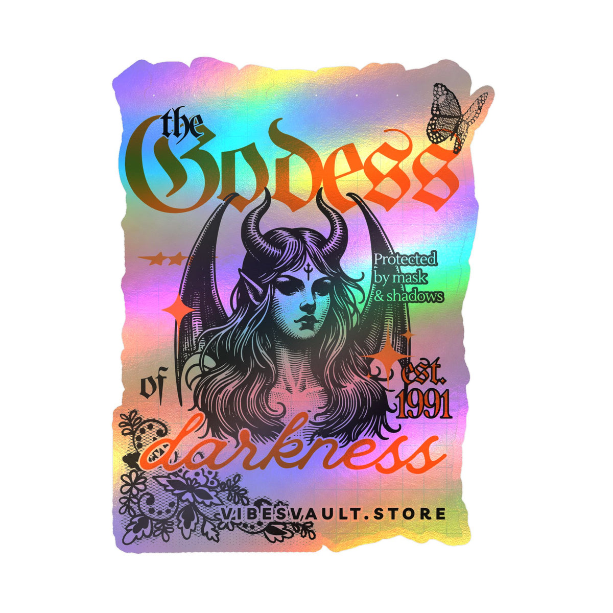 Goddess of Darkness Vinyl Sticker — Gothic Kiss-Cut Decal— Halloween 2026