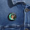 Witch Flying Broom - Orange and Green Stars Magic - Dracula Pin Badge - Fall Halloween 2026
