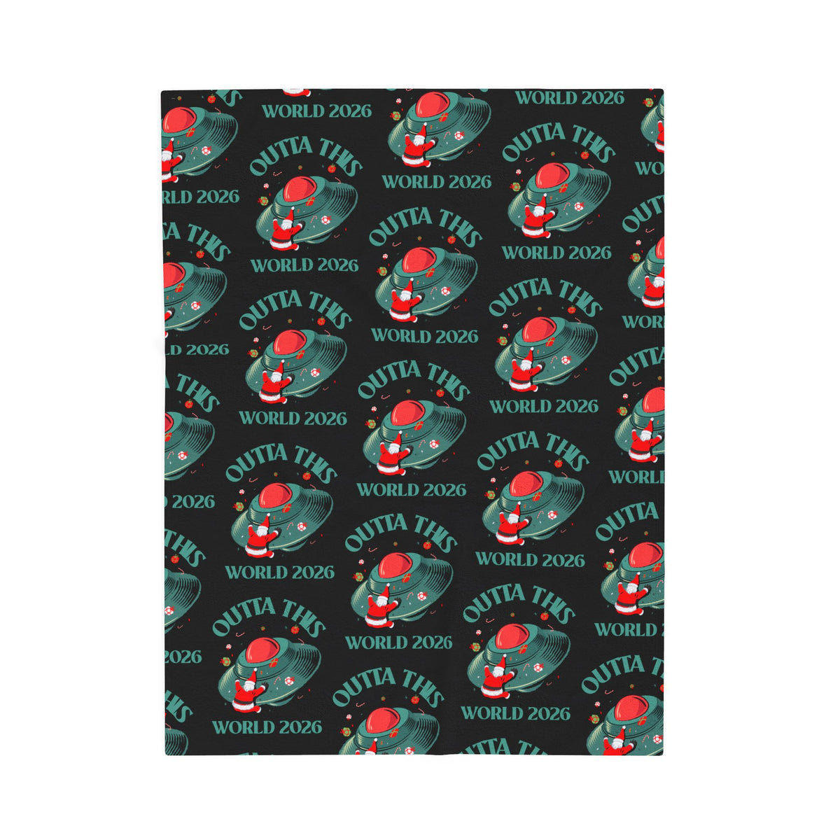 Velveteen Plush Blanket — 'Outta This World' Alien UFO Pattern (World 2026)