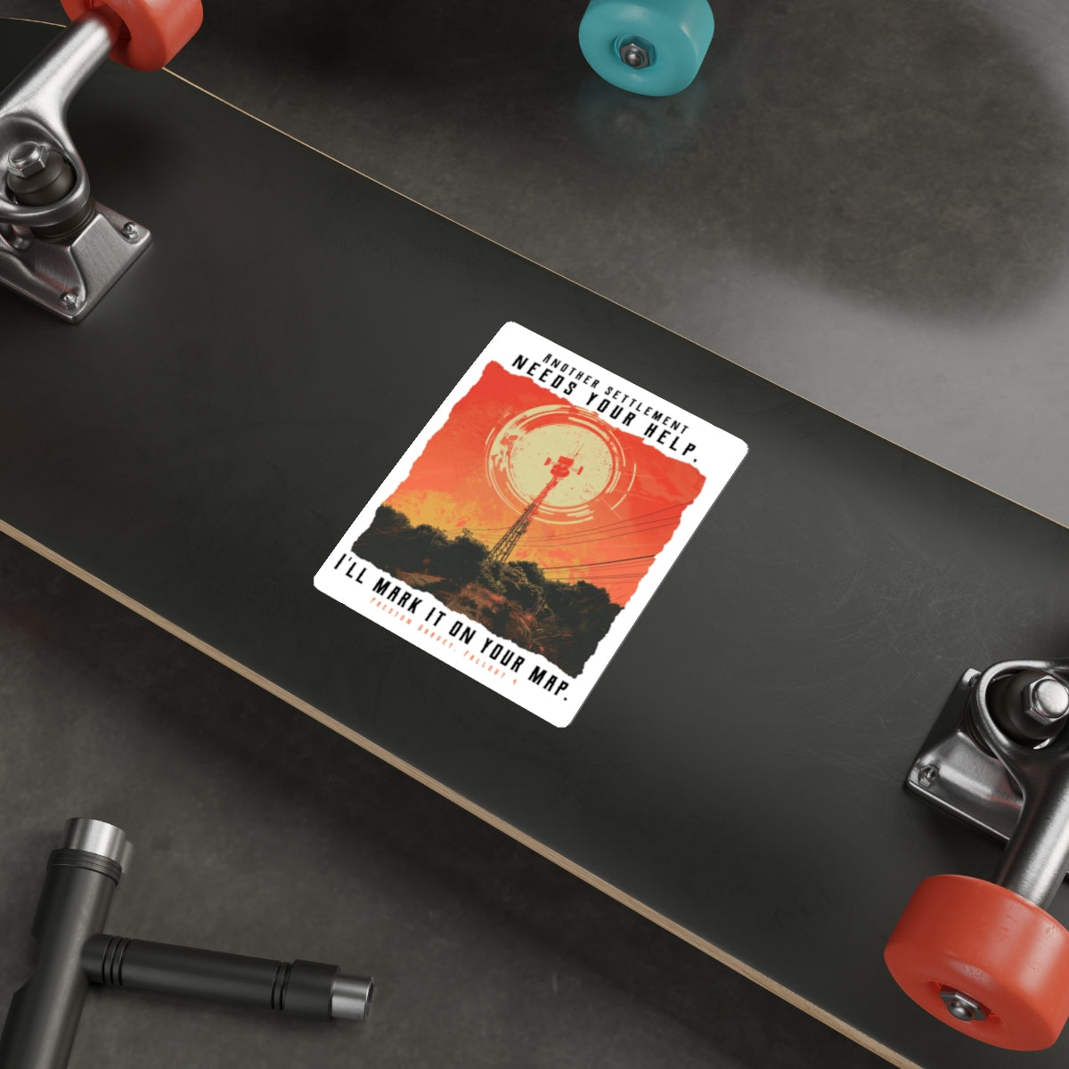 Fallout Preston Sticker — Vintage Radio Tower Die-Cut Decal