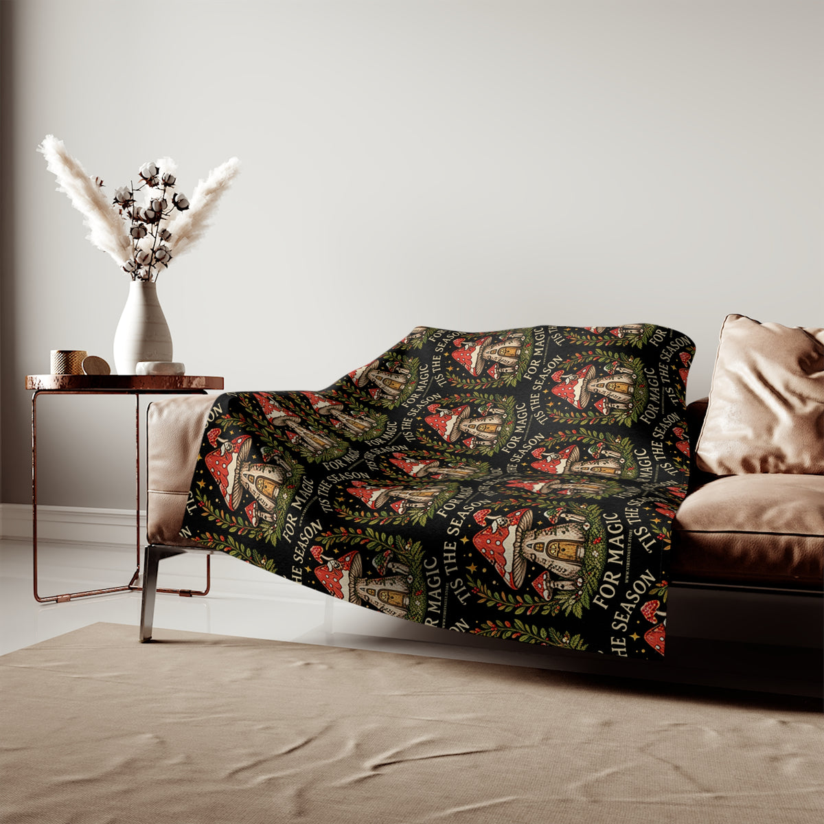 Fungi Magic Is in the Season Mushroom Holiday Sweatshirt Blanket