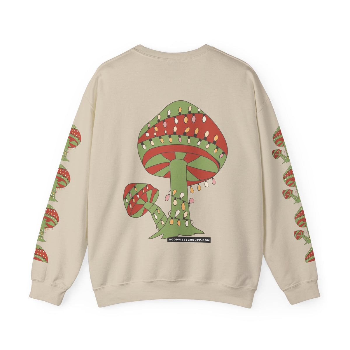 Mushroom Tree Crewneck Sweatshirt — Festive Toadstool Holiday Graphic