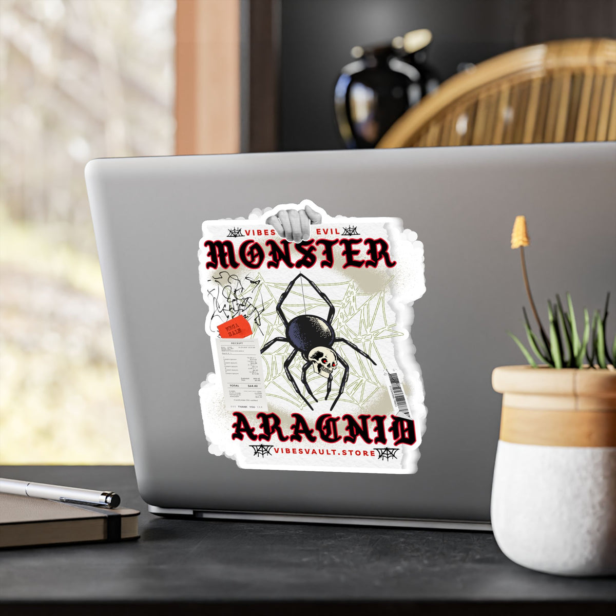 Monster Arachnid Kiss-Cut Vinyl Sticker — Gothic Spider Decal — Halloween 2026